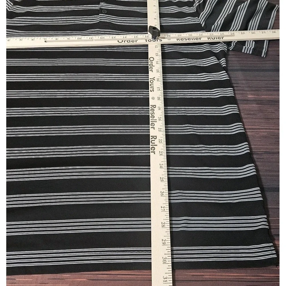Nike Performance Polo XL‎ Shirt Golf Dri-Fit Black Striped Short Sleeve